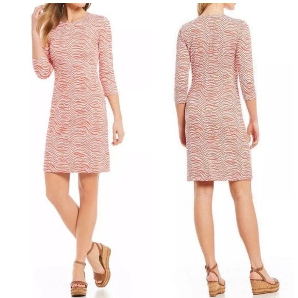 J.McLaughlin Zebra Wavy Print Catalina Cloth Shift Dress Womens Small Coral